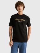 Tommy Hilfiger - Men's Black T-shirts - Icon Script Embroidered Tee - Size M at The Iconic