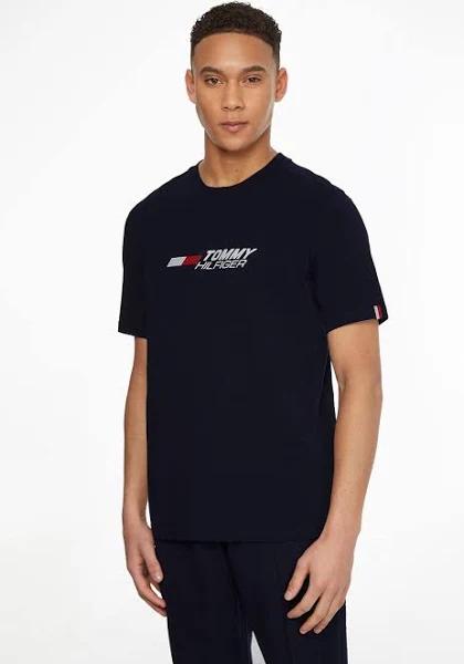 Tommy Sport - Men's Blue Short Sleeve T-shirts - Essentials Big Logo Short Sleeve Tee - Size XXXL at The Iconic
