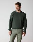 Trenery Men Merino Cotton Honeycomb Crew Top Dark Green Large Extrafine Merino Wool/Cotton