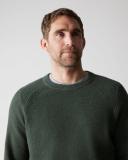 Trenery Men Merino Cotton Honeycomb Crew Top Dark Green Large Extrafine Merino Wool/Cotton