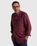 Trenery Regular Fit Delave Linen Long Sleeve Shirt in Burgundy Large Burgundy AU505884