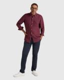 Trenery Regular Fit Delave Linen Long Sleeve Shirt in Burgundy Large Burgundy AU505884