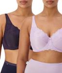Triumph Embroidered Minimiser Bra 2 Pack - Blueberry/Stardust - 20DD Blueberry/Stardust