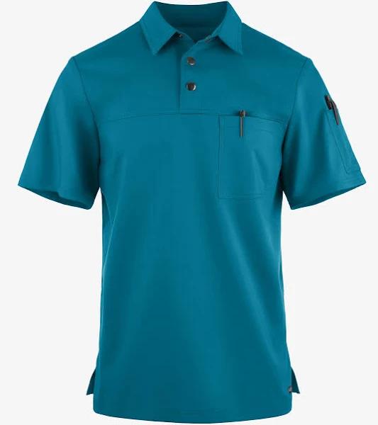 UA Advantage Stretch Men's 3-Pocket Short Sleeve Polo with Back Air-Mesh Panels in Caribbean Blue | Size S Polyester/rayon/spandex