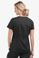 UA Butter-Soft Stretch Women's 1-Pocket V-Neck Tuck-In Scrub Top in Black | Size XXS Cotton/polyester/spandex