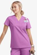 UA Butter-Soft Stretch Women's 1-Pocket V-Neck Tuck-In Scrub Top in Orchid | Size 3x Cotton/polyester/spandex