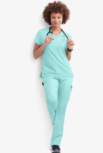 UA Butter-Soft Stretch Women's 9-Pocket Drawstring With Back Elastic Scrub Pants - Tall in Aqua Moon | Size 3x Cotton/polyester/spandex
