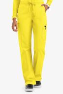 UA Butter-Soft Stretch Women's 9-Pocket Drawstring With Back Elastic Scrub Pants - Tall in Bright Daffodil | Size M Cotton/polyester/spandex