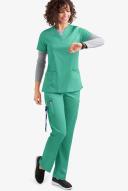 UA Flex2 Women's 7-Pocket Flat Front Cargo Stretch Scrub Pants in Bermuda Green | Size S Polyester/rayon/spandex