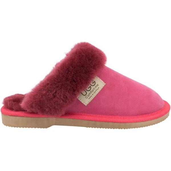UGG | Australian Made Fur Trim Scuffs |Twin Face First Grade Sheepskin Ruby / US Men 8 / US Women 9