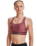 Under Armour - Women's Crossback Mid Heather Bra - League Red Light Heather/League Red/Micro Pink - M