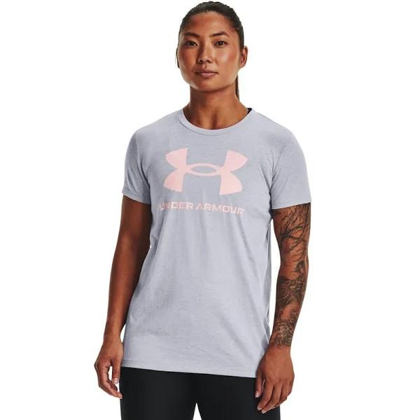Under Armour - Women's Live Sportstyle Graphic Short Sleeve Tee - Mod Grey Light Heather/Midnight Navy - M