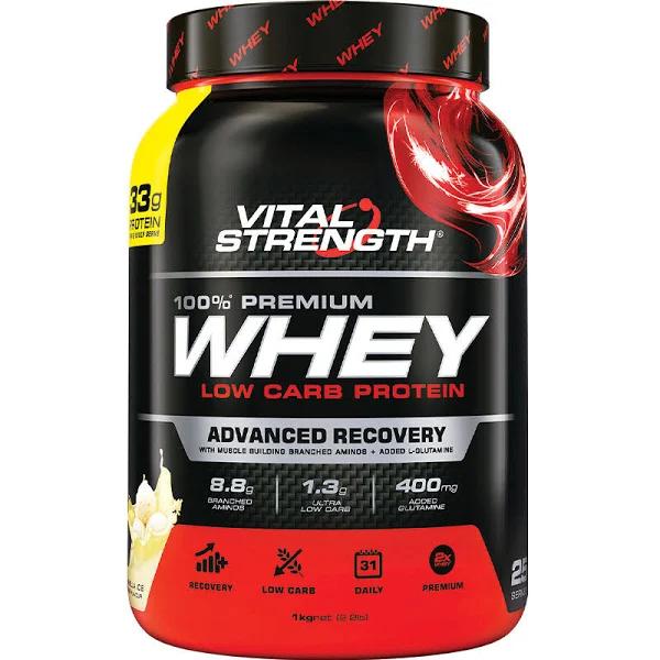 Vital Strength 100% Whey Low Carb Protein Powder-Vanilla Ice Cream-1kg