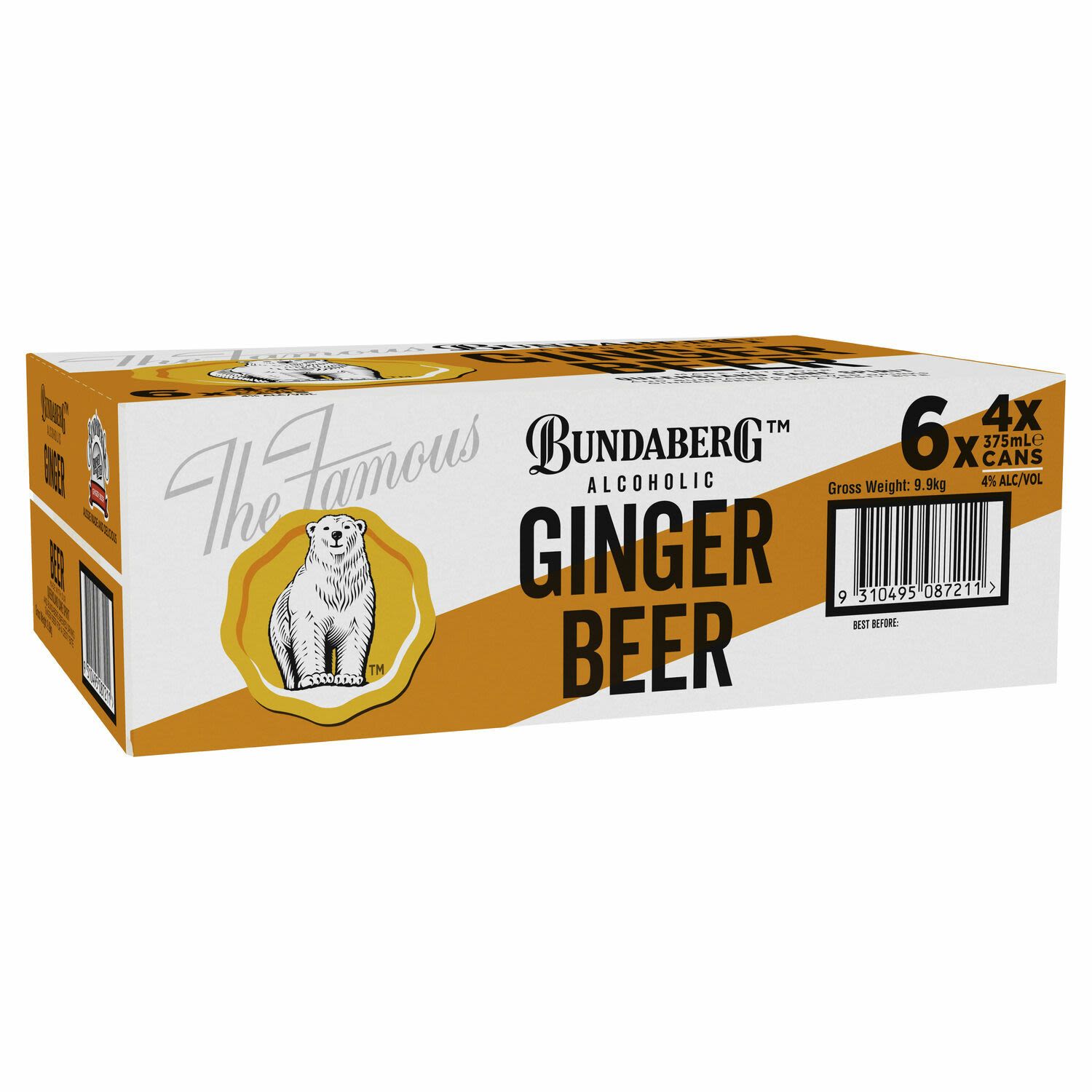 Bundaberg Ginger Low Sugar Alcoholic Beer 24 Pack, 375 ml