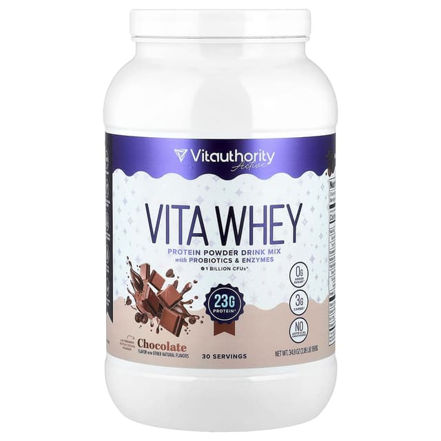 Vitauthority, Active, Vita Whey Protein Powder, Chocolate, 2.18 LB (990 g)