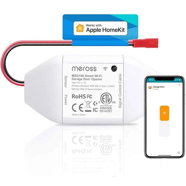 Meross Smart Garage Door Opener Remote, Compatible with Apple HomeKit, Amazon Alexa, Google Assistant, SmartThings, Multiple Notification Modes, No
