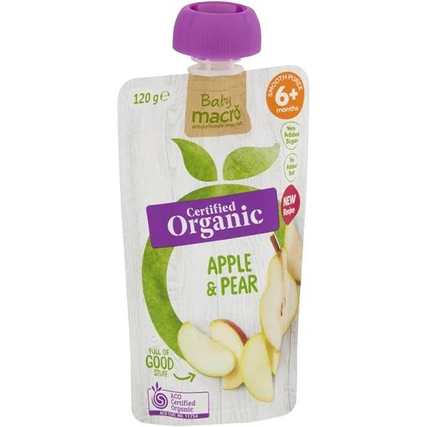 Macro Baby Organic 6 Months+ Apple & Pear 120g