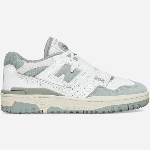 New Balance - White and Green 550 Sneakers