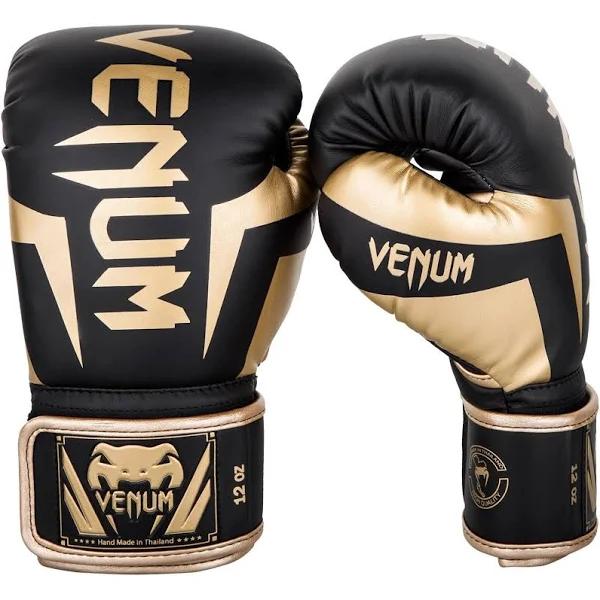 Venum Elite Black/Gold Boxing Gloves - 16oz