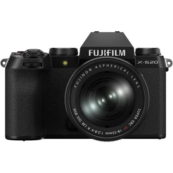 Fujifilm X-S20 Mirrorless Camera With 18-55mm Lens Black Fuji APSC, 26 Megapixels, 6.2K, Flash Builtin Headphone Out Hot Shoe Mic Input Swivel/Tilt