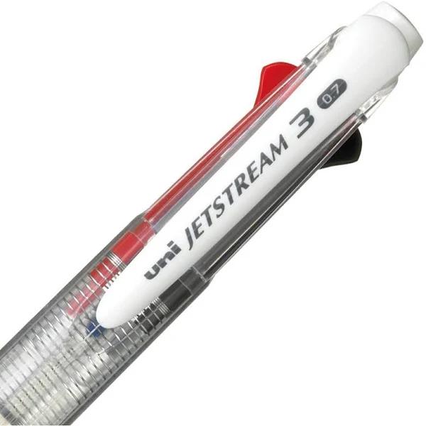 Uni Jetstream Rollerball Pen 3 Multi Colour 0.7mm Clear Barrel, Bx10