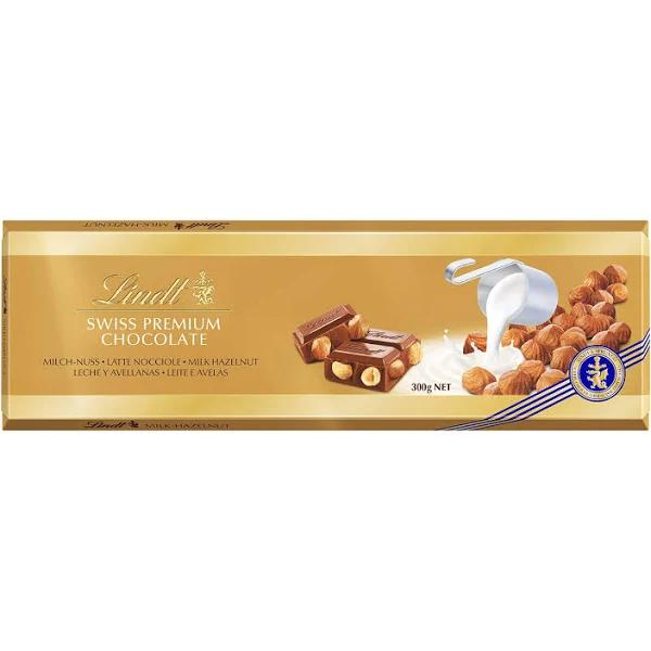 Lindt Gold Swiss Milk Hazelnut Chocolate Block 300g