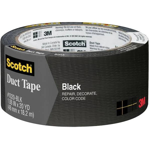 3M Duct Tape Black, 3920-BK, 1.88 Inches by 20 Yards