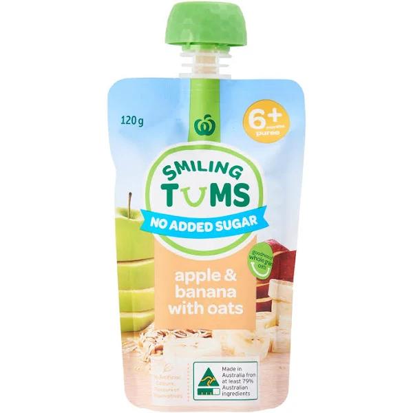 Woolworths Smiling Tums 6 Months+ Apple & Banana With Oats 120g