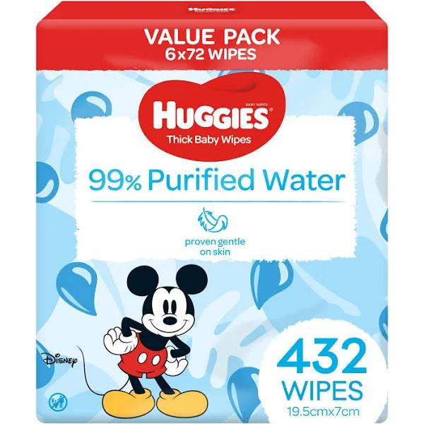 Huggies Thick Baby Wipes 99 Percent Purified Water (72X6)