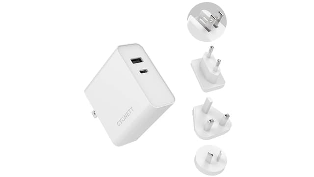 Cygnett PowerPlus 60W Dual Wall Charger USB-A & USB-C + USB-C to USB-C Cable 1.5m + Travel Adapters - White CY3090POPLU