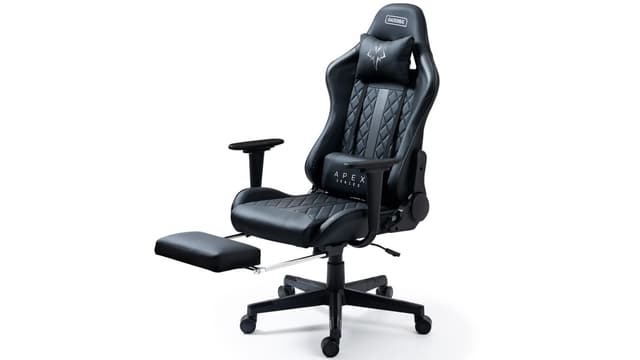 Overdrive Apex Series Reclining Gaming Ergonomic Office Chair With Footrest Black