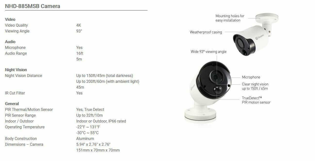 Swann 4K White Bullet Camera W Audio