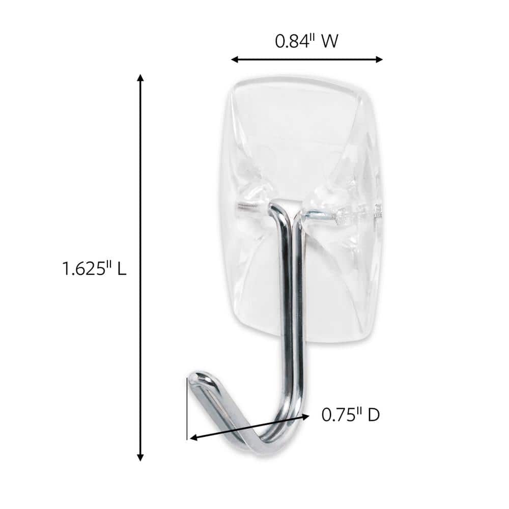 Small Clear Utensil Hooks with Clear Strips, 3 Hooks, 4 Strips