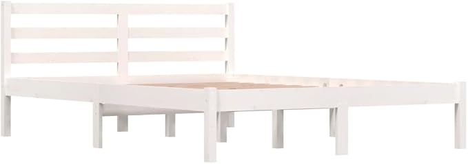 Bed Frame Solid Wood Pine White 137x187 Double Size