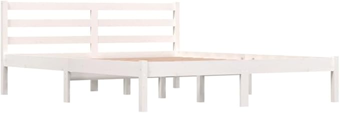 vidaXL Bed Frame Solid Wood Pine White 153×203 cm Queen Size