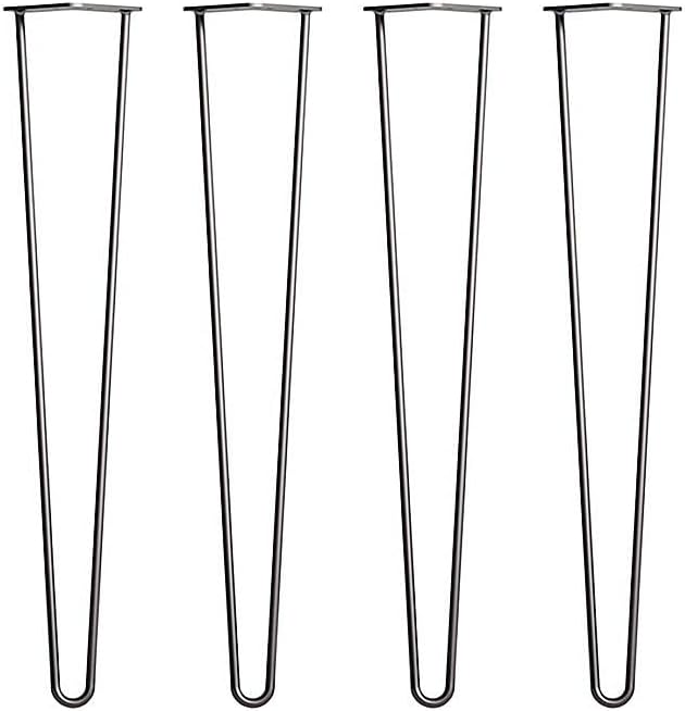 Set of 4 Industrial Retro Hairpin Table Legs 12mm Steel Bench Desk - 71cm Black