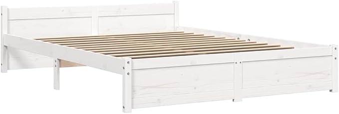 Bed Frame White Solid Wood 153x203 cm Queen Size