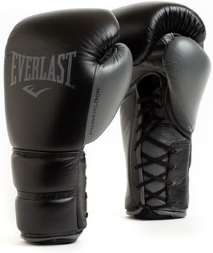 Everlast Powerlock 2 Pro Lace Gloves | Black | 16oz | Unisex | Genuine Leather