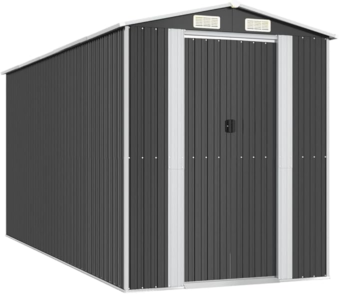 Garden Shed Anthracite 192x440x223 cm Galvanised Steel