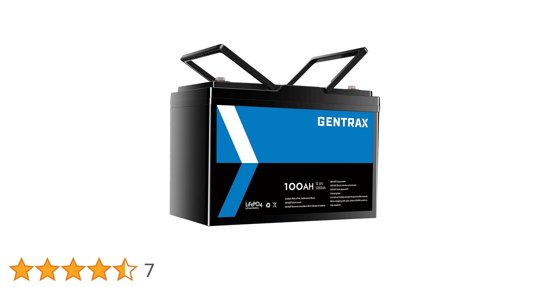 Gentrax 12V 100Ah Lithium Iron Phosphate Battery LiFePO4 Rechargereable Camping RV