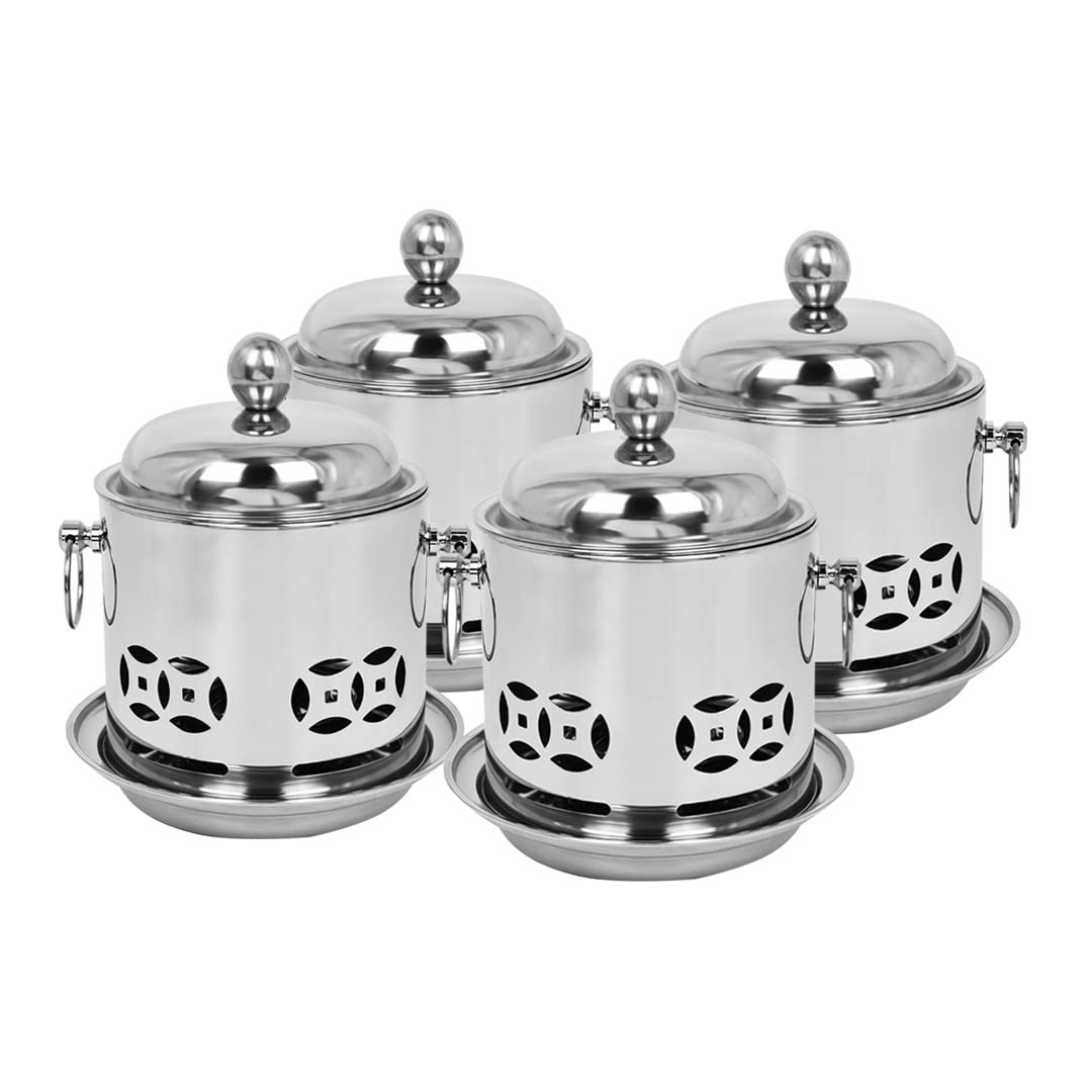 SOGA 4x Stainless Steel Mini Asian Buffet Hot Pot Single Person Shabu Alcohol Stove Burner With Lid