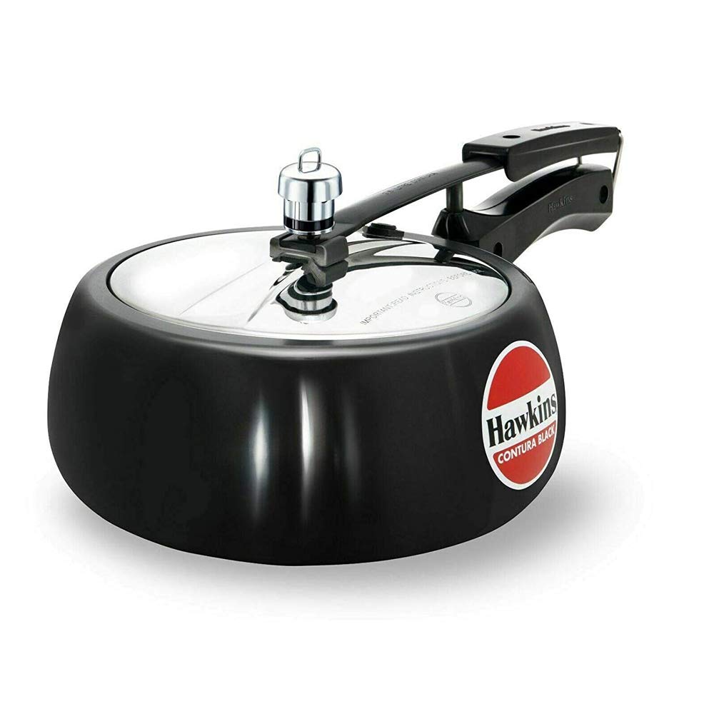 3.5 Litre Hawkins Contura Black Pressure Cooker Hard Anodised