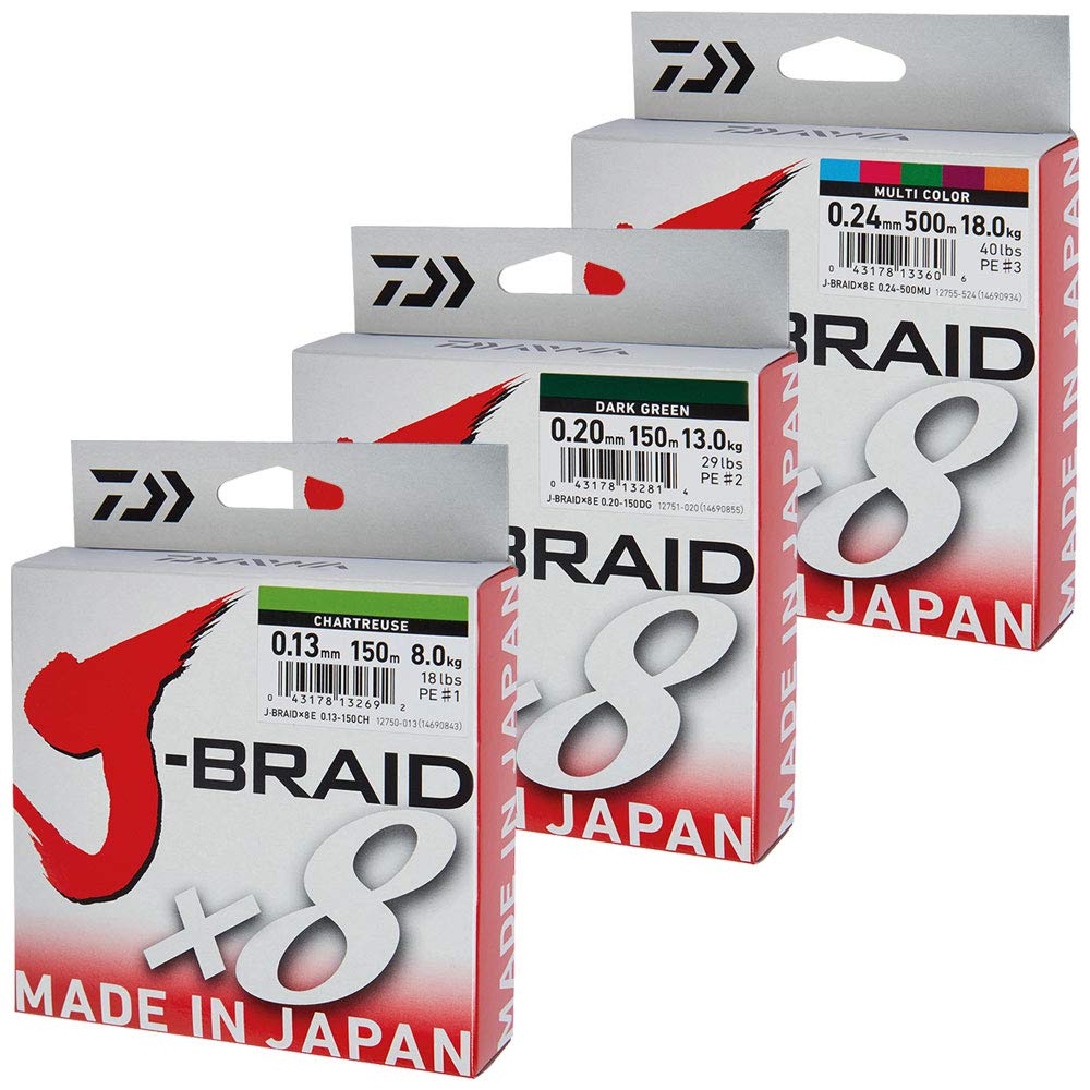 Daiwa J Braid X8 Dark Green 300m Made in Japan - 0.16mm 20lb/9.0kg
