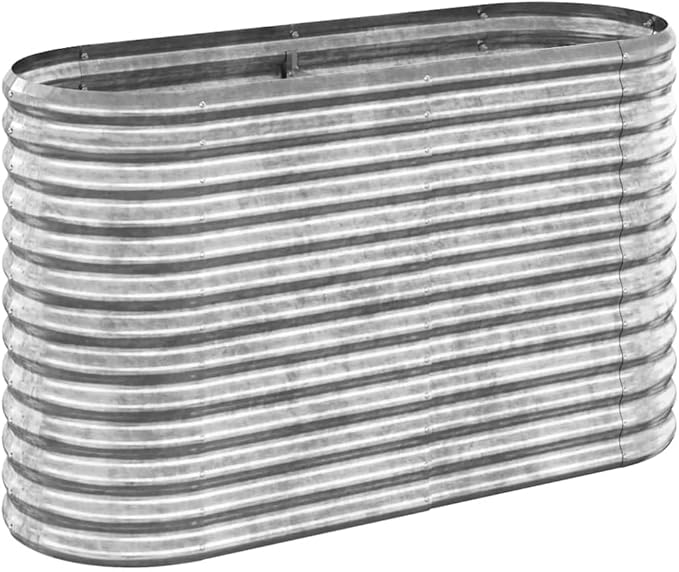 Garden Planter Powder-coated Steel 114x40x68 cm Silver