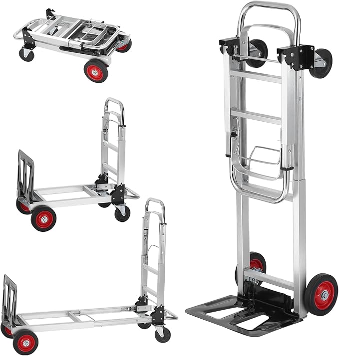 VEVOR Aluminum Hand Truck 2 in 1 181 kg Max Load Capacity Heavy Duty Industrial Convertible Folding Hand Truck And Dolly Utility Cart Converts from
