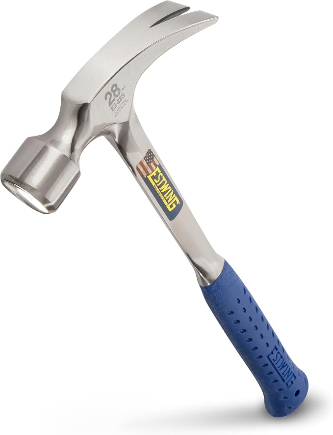 Estwing E3/28s Straight Claw Framing Hammer - Vinyl Grip 28oz