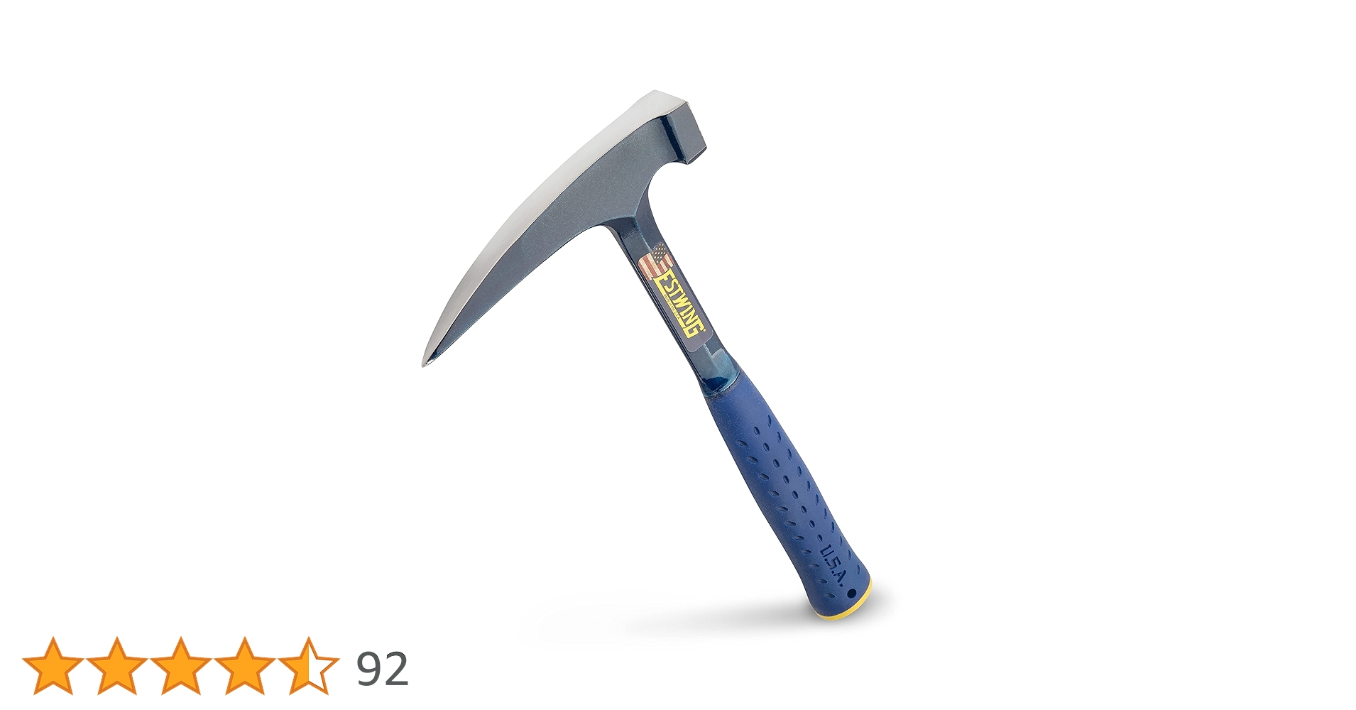 Estwing E6-24PC Big Face Rock Pick With Pointed Tip and Shock Reduction Grip - Smooth Face