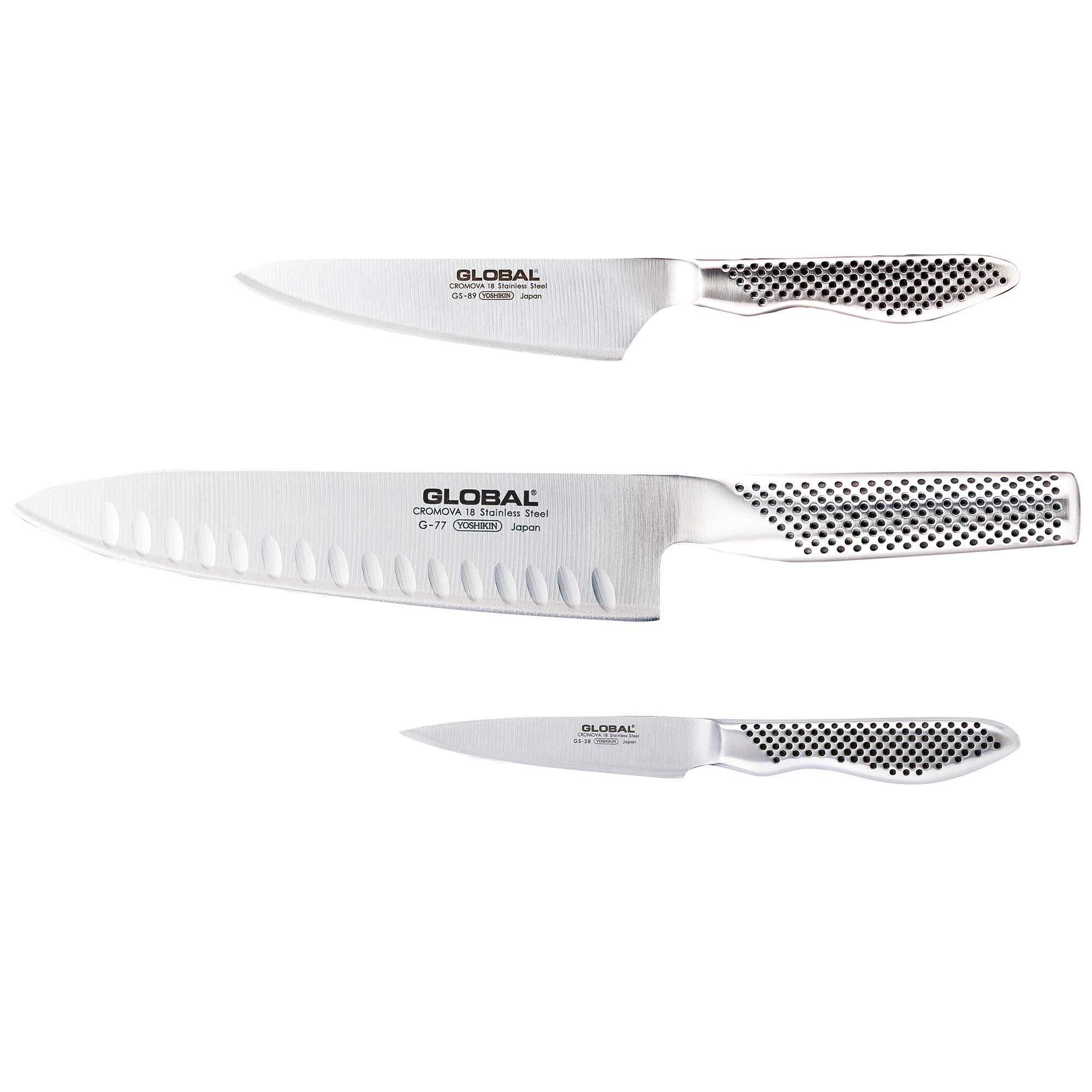 Global G-773889 Classic Kitchen Knife Set, Stainless Steel