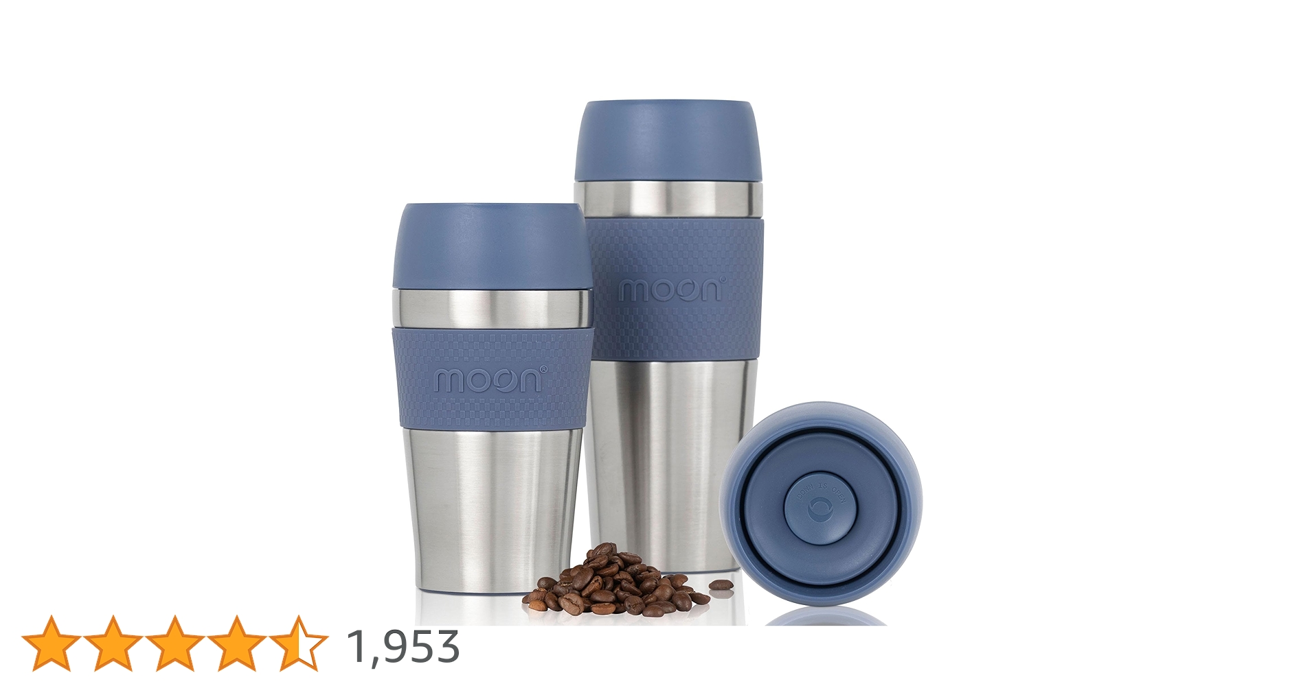 Moon 360° Travel Mug - Leakproof Insulated Coffee Mugs For Hot & Cold Drinks - Takeaway Reusable Coffee Cups, Fits Car Cup Holders (300ml, White)
