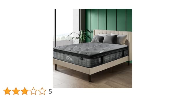 Bedra Queen Mattress Breathable Spring Mattress Euro Top Latex Foam 34cm 7 Zone